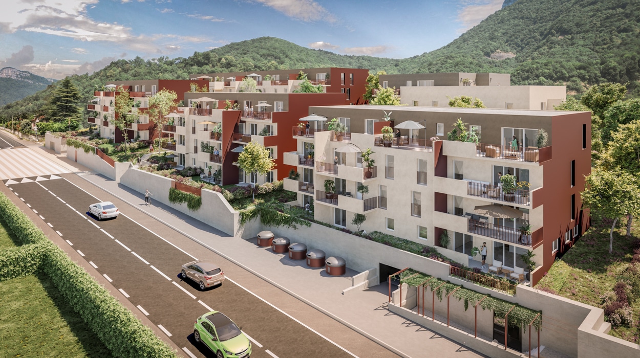 PANORAMIK programme immobilier neuf Voreppe vue depuis avenue Honoré de Balzac