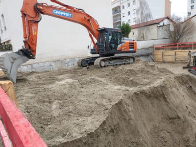 chantier résidence Tilia Villeurbanne fin terrassement